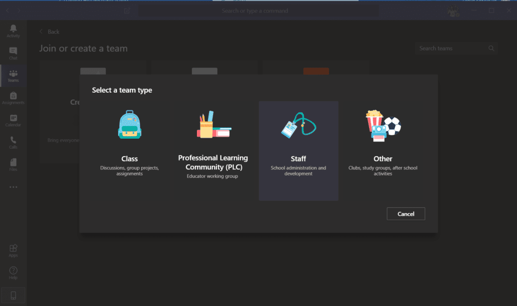 2020-05-13 15_36_50-Microsoft Teams | eSoftware Associates Inc (ESW) Creating Classrooms in Microsoft Teams