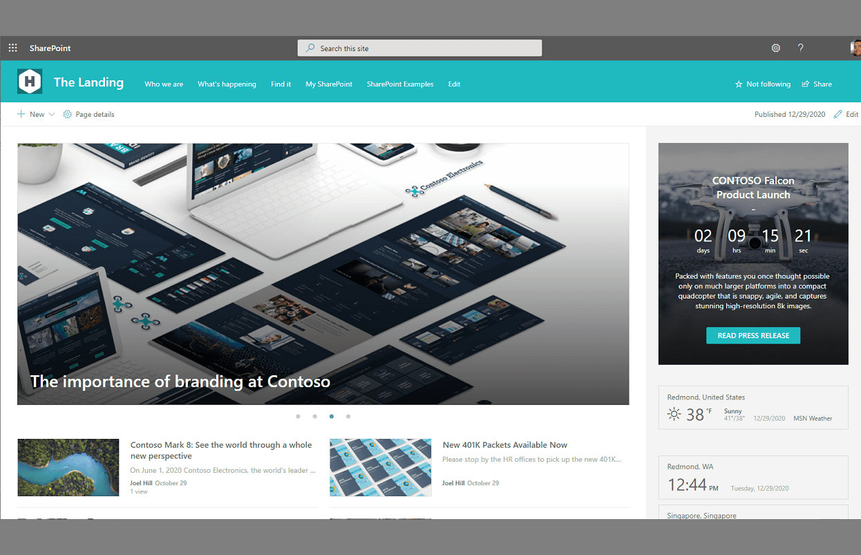 Pharmaceutical SharePoint Landing Page using Modern UI | eSoftware Associates Inc (ESW) Example of a Pharmaceutical SharePoint Landing Page using Modern UI