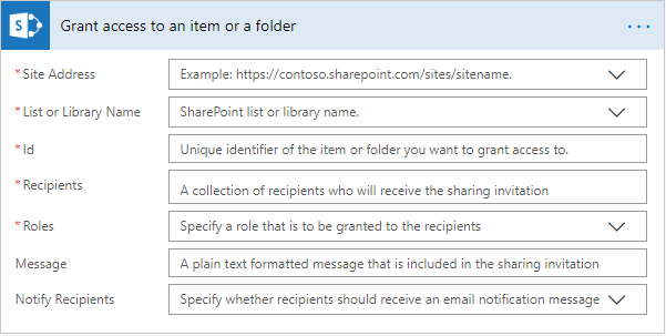 Microsoft Flow Grant Access to an Item or a Folder