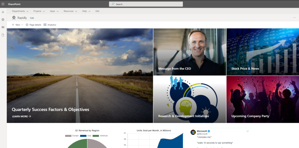 See an Enterprise Corporate SharePoint Landing Page